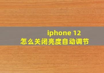 iphone 12怎么关闭亮度自动调节